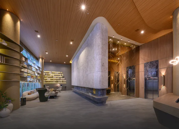 Luxuriously decorated lobby at Ayra Pininfarina